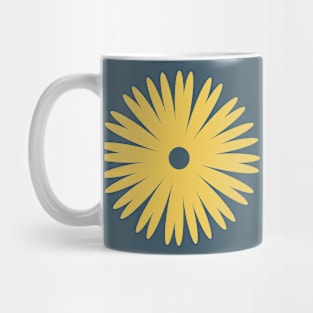 Flower 1, Minimalist Abstract Floral in Mustard Yellow and Navy Blue Mug